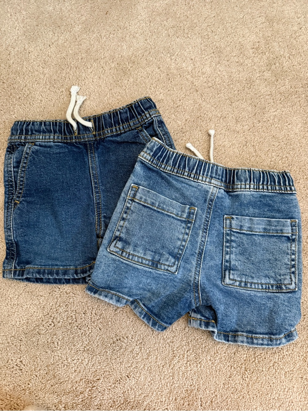 Cat & Jack Two-Tone Denim Pull-On Shorts - Blue